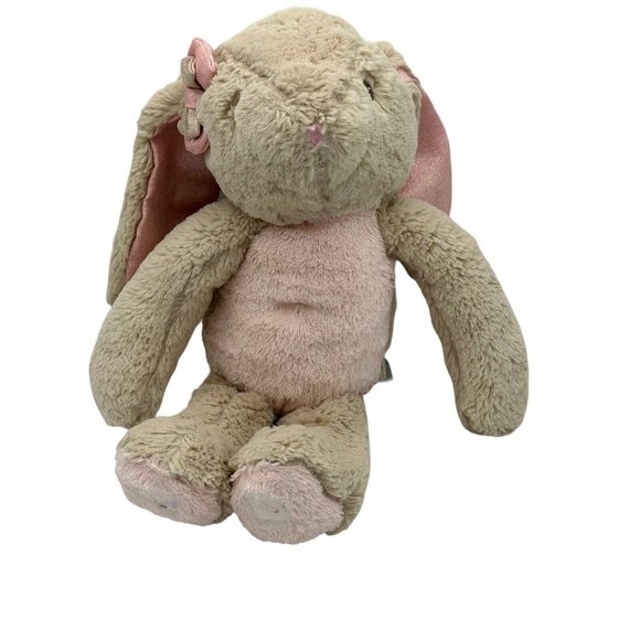 b. Boutique By Evergreen 10" Cuddly Rabbit Metallic Pink Ears Beige No Blanket - Picture 3 of 9